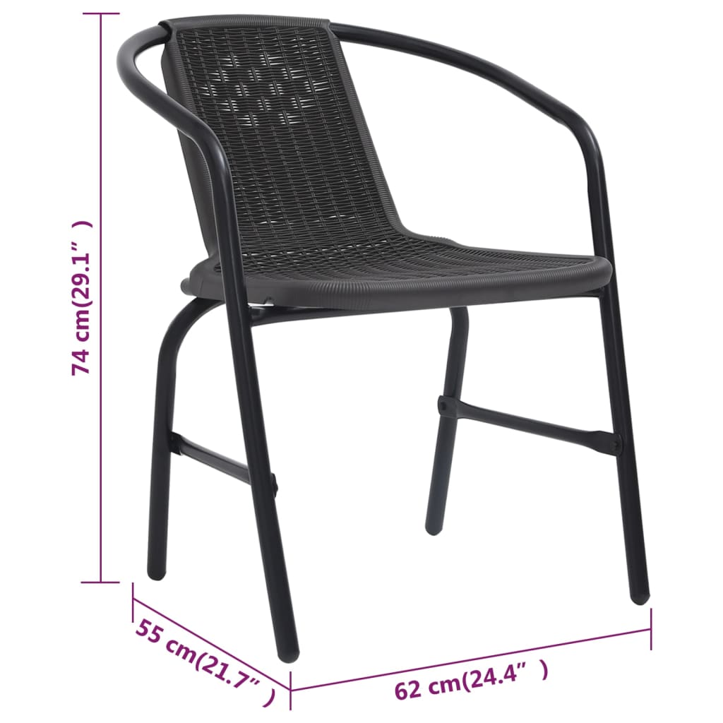 Garden Chairs 4 Pcs Plastic Rattan And Steel 110 Kg