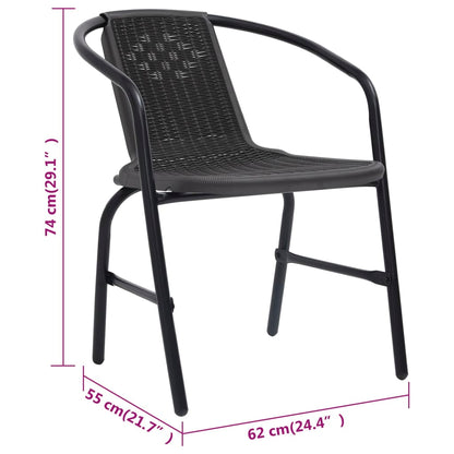 Garden Chairs 4 Pcs Plastic Rattan And Steel 110 Kg