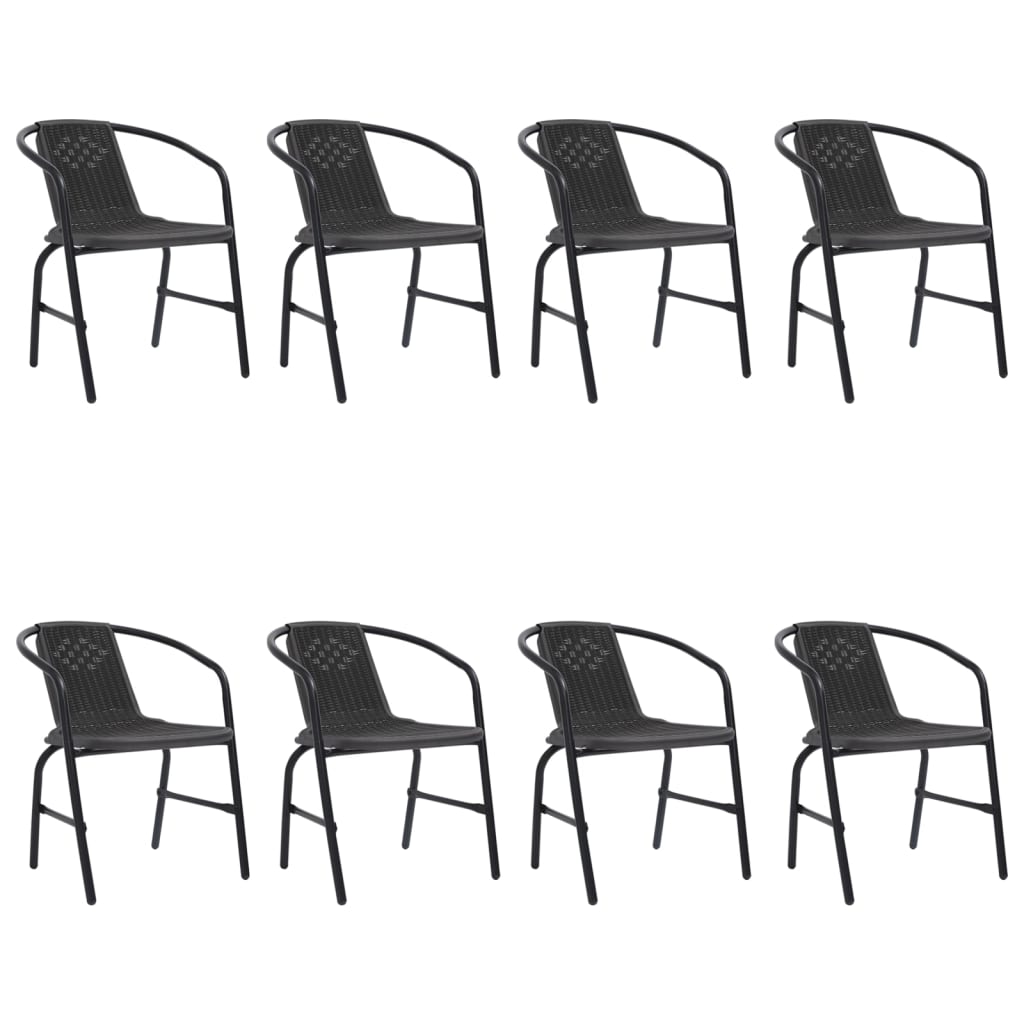 Garden Chairs 4 Pcs Plastic Rattan And Steel 110 Kg