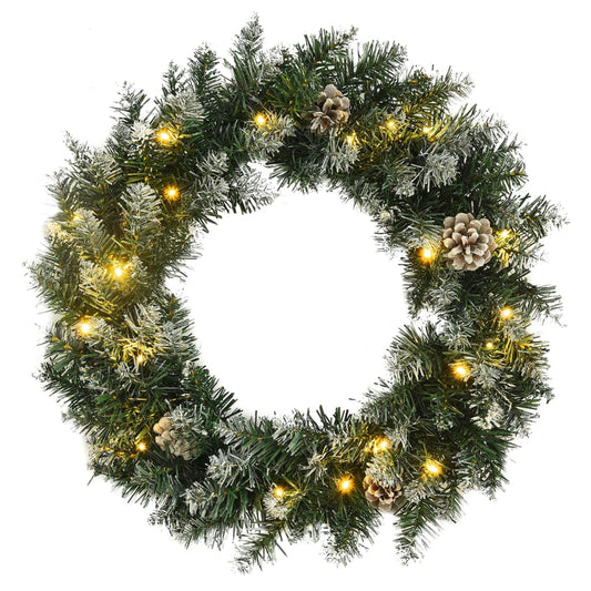 Christmas Wreath With Led Lights Green 45 Cm Pvc
