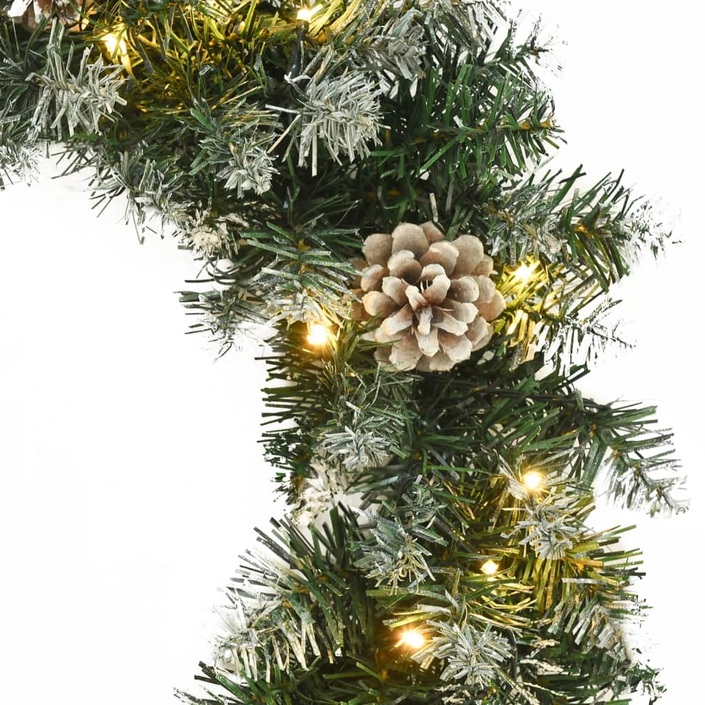 Christmas Wreath With Led Lights Green 45 Cm Pvc