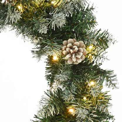 Christmas Wreath With Led Lights Green 45 Cm Pvc