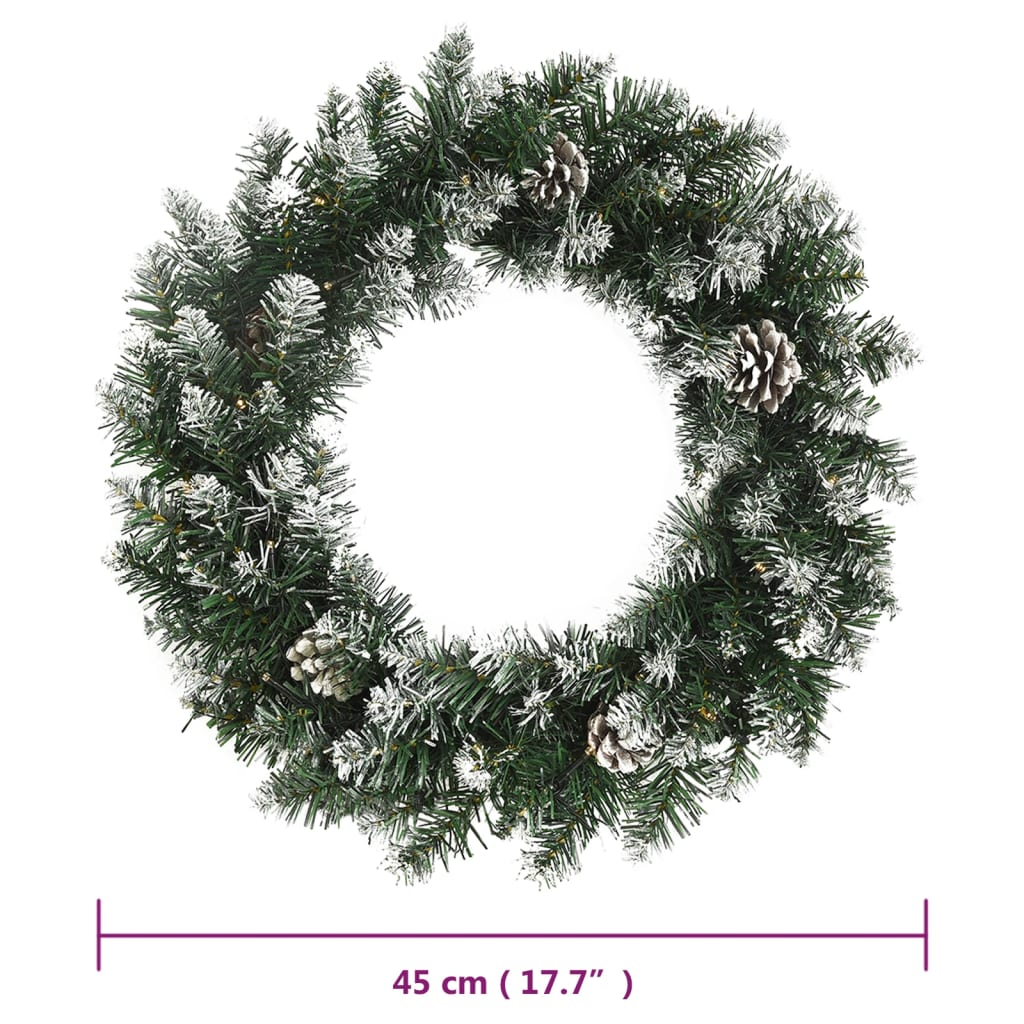 Christmas Wreath With Led Lights Green 45 Cm Pvc