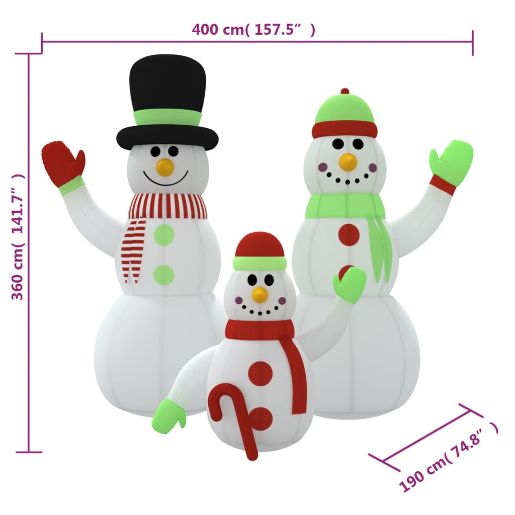 Inflatable Snowman Family With Leds
