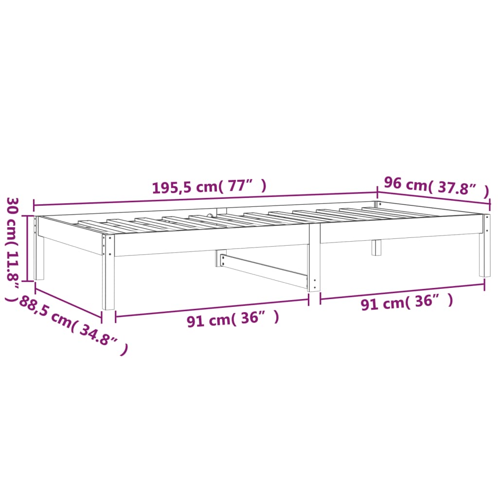 Day Bed Without Mattress Solid Wood Pine