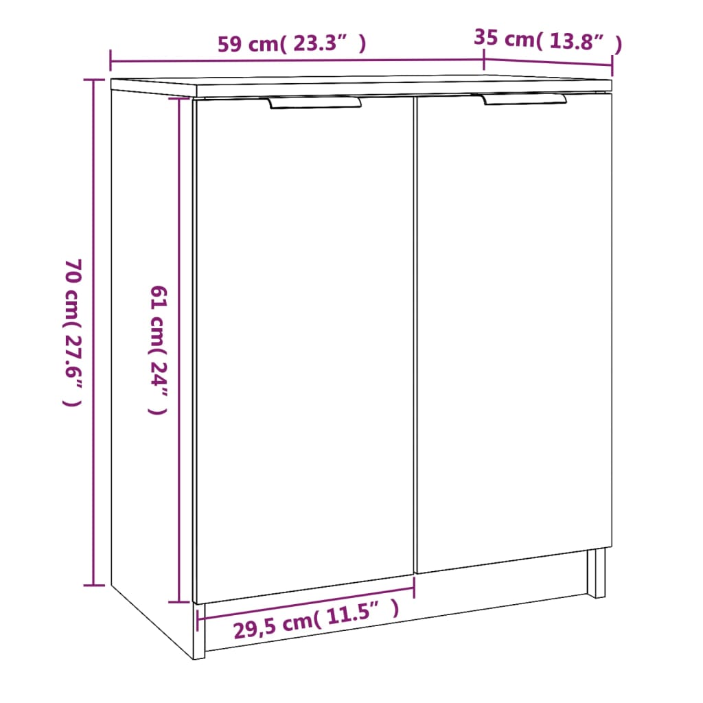Shoe Cabinet 59X35X70 Cm Engineered Wood