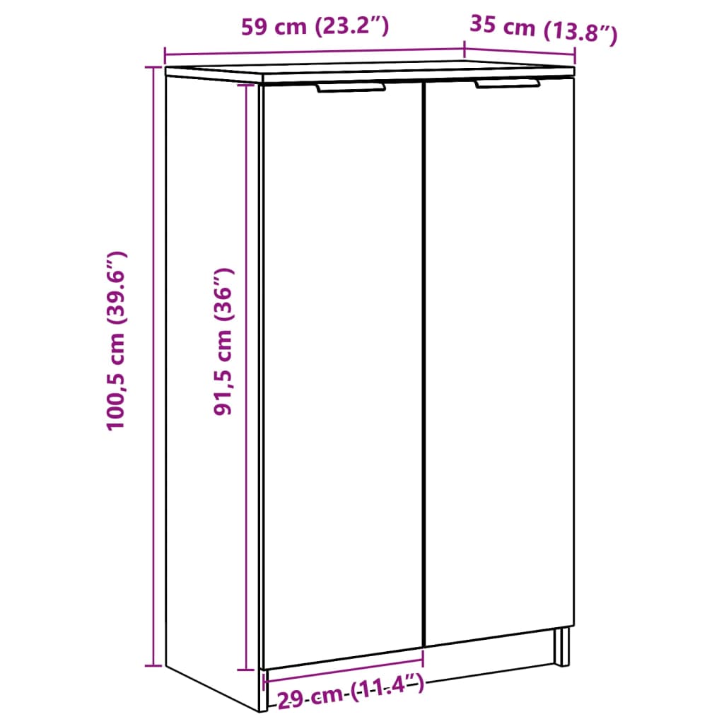 Shoe Cabinet 59X35X100.5 Cm Engineered Wood