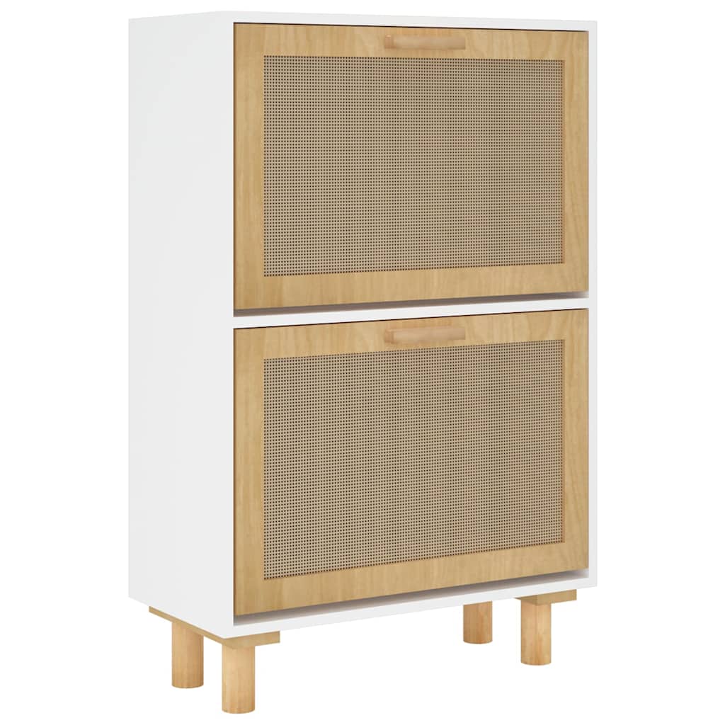 Shoe Cabinet 52X25X Engineered Wood And Natural Rattan
