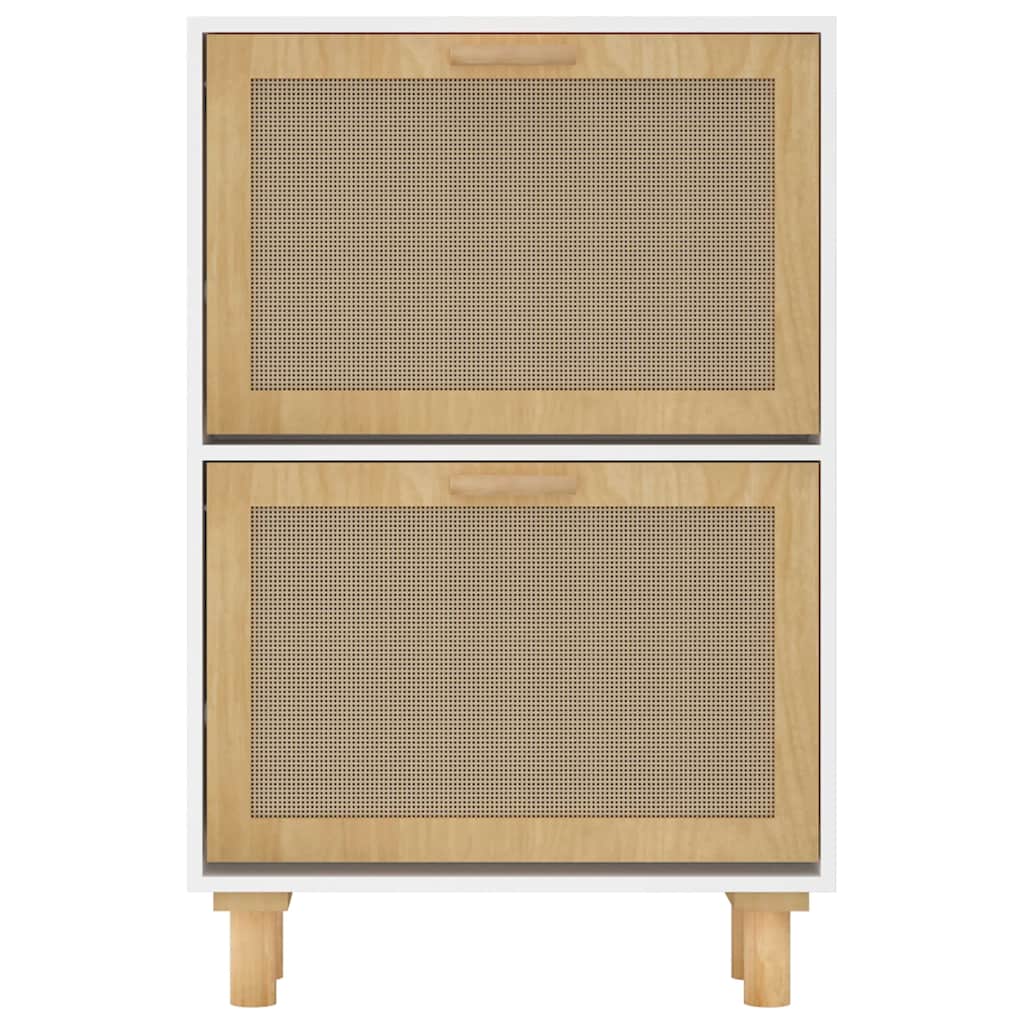 Shoe Cabinet 52X25X Engineered Wood And Natural Rattan