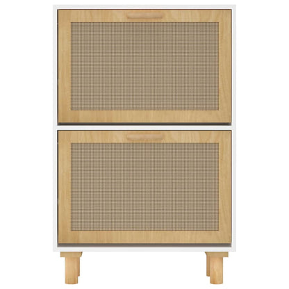 Shoe Cabinet 52X25X Engineered Wood And Natural Rattan