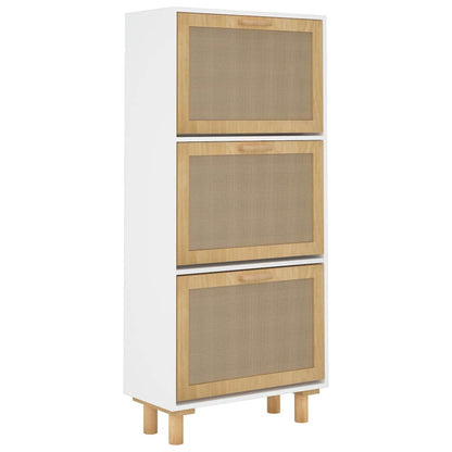 Shoe Cabinet 52X25X Engineered Wood And Natural Rattan