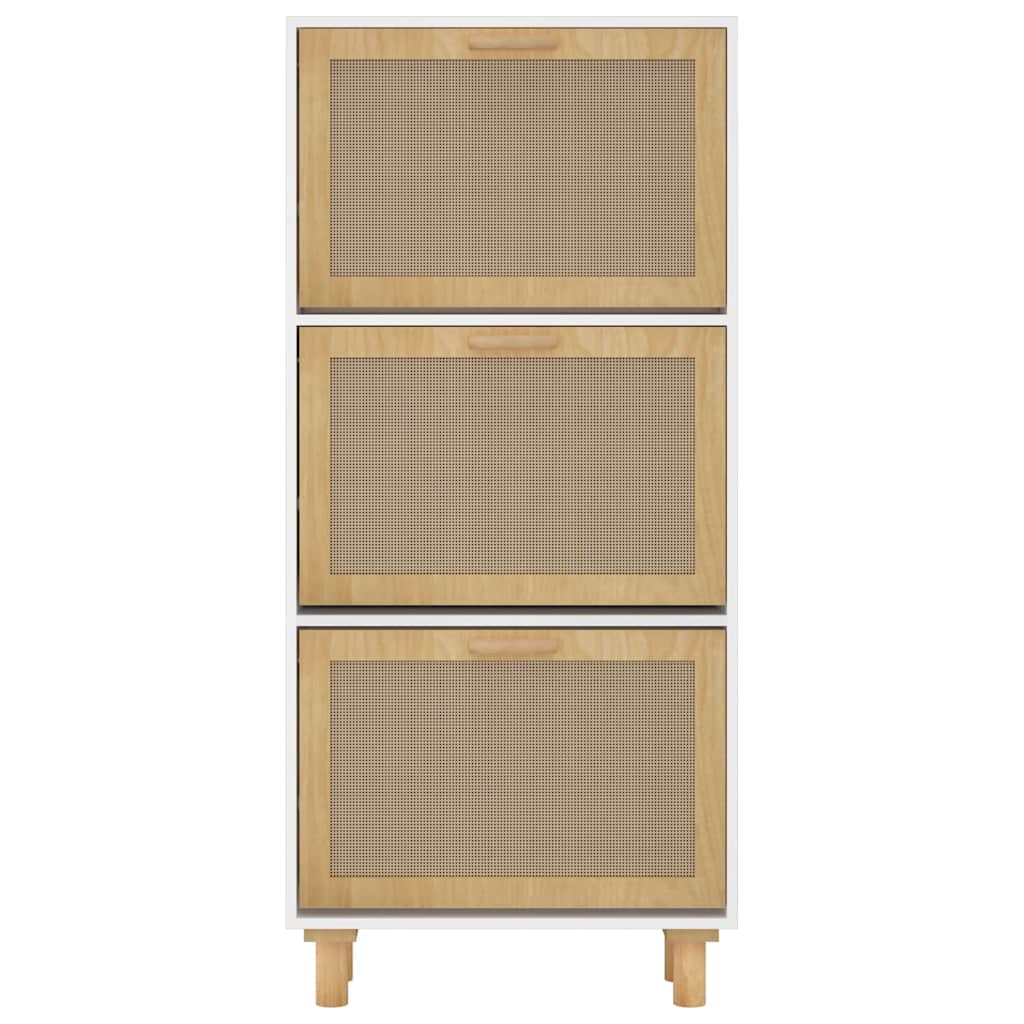 Shoe Cabinet 52X25X Engineered Wood And Natural Rattan