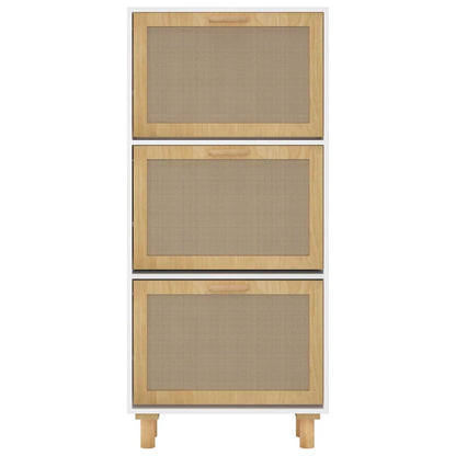 Shoe Cabinet 52X25X Engineered Wood And Natural Rattan