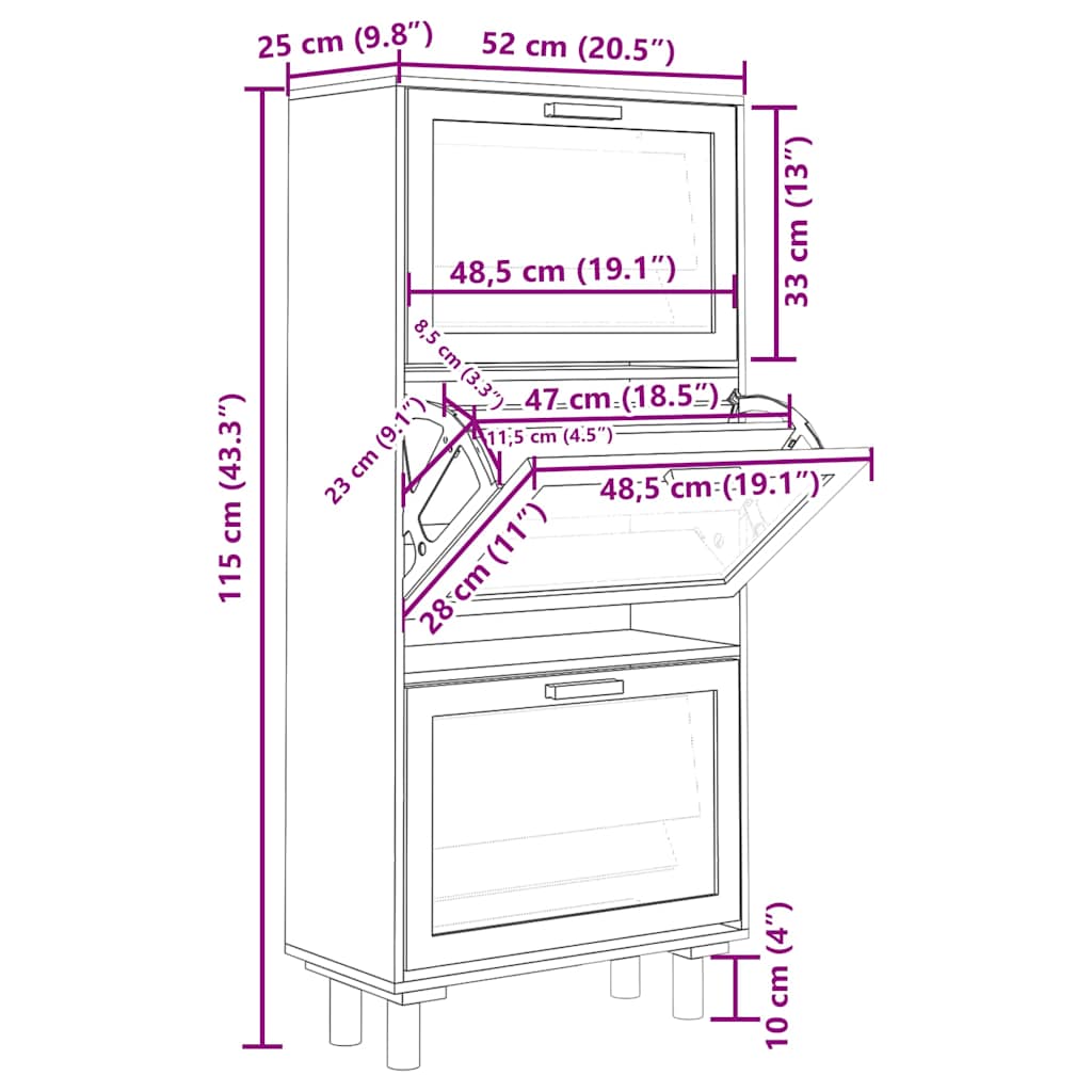 Shoe Cabinet 52X25X Engineered Wood And Natural Rattan