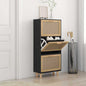 Shoe Cabinet 52X25X Engineered Wood And Natural Rattan