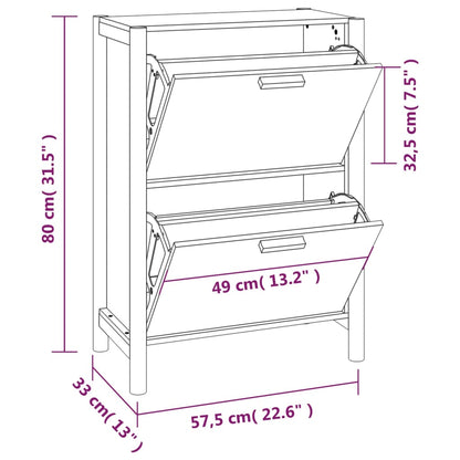 Shoe Cabinet 57.5X33X80 Cm Engineered Wood