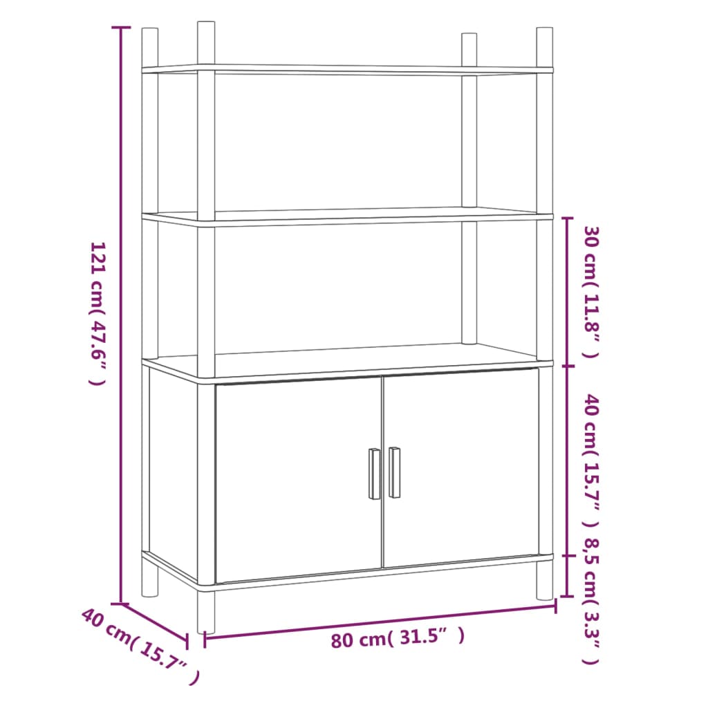 Highboard 80X40X121 Cm Engineered Wood