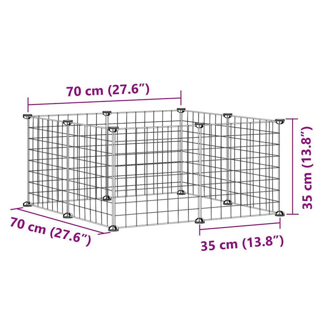 8-Panel Pet Cage Black 35X35 Cm Steel