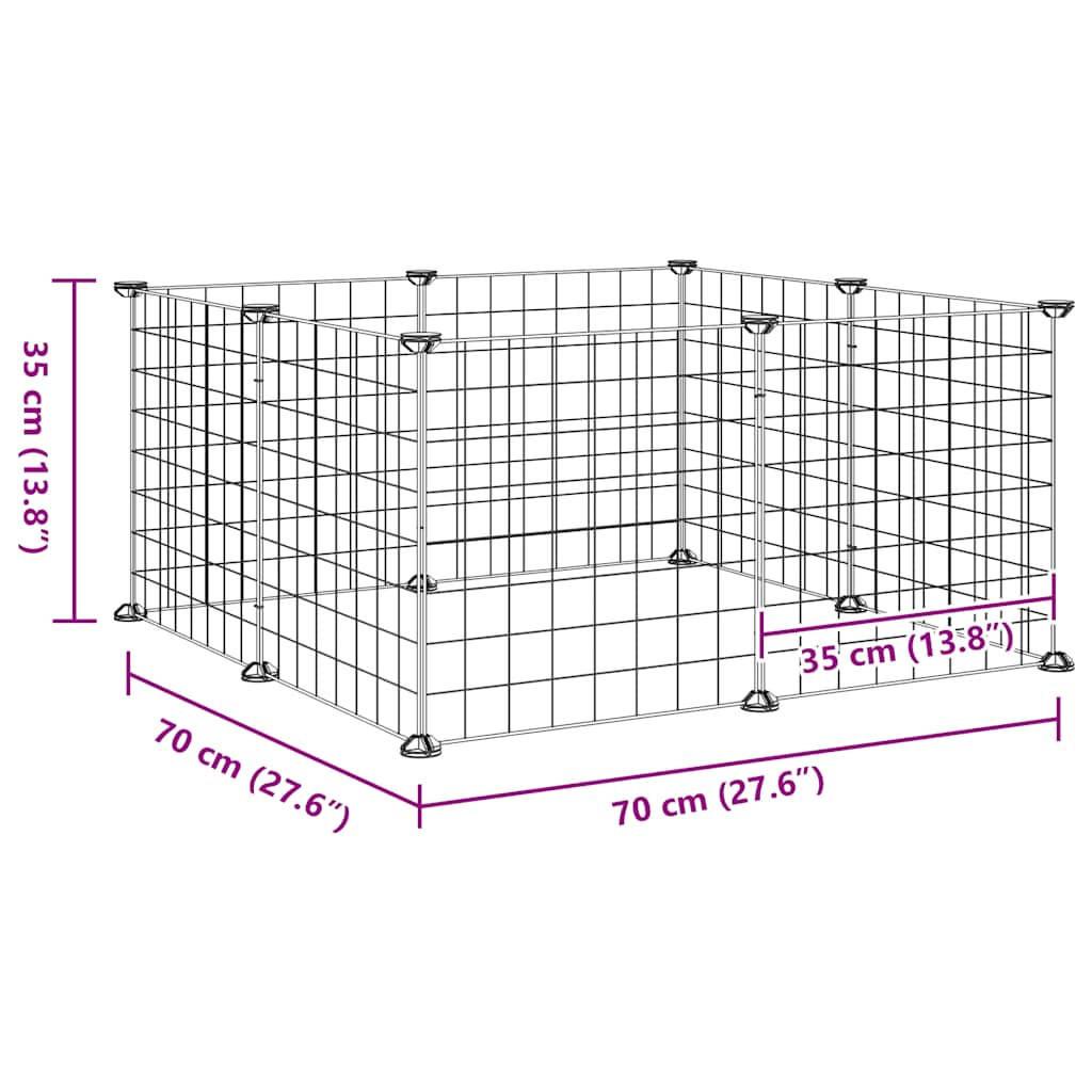 8-Panel Pet Cage Black 35X35 Cm Steel
