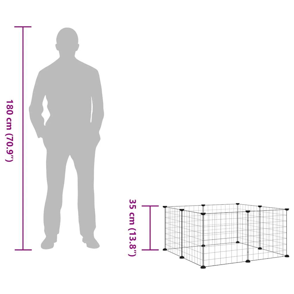 8-Panel Pet Cage Black 35X35 Cm Steel