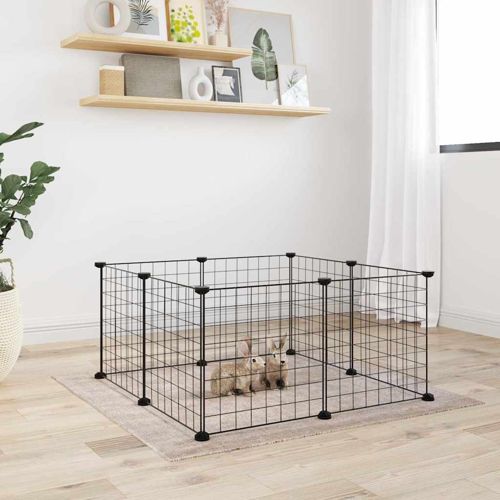8-Panel Pet Cage Black 35X35 Cm Steel