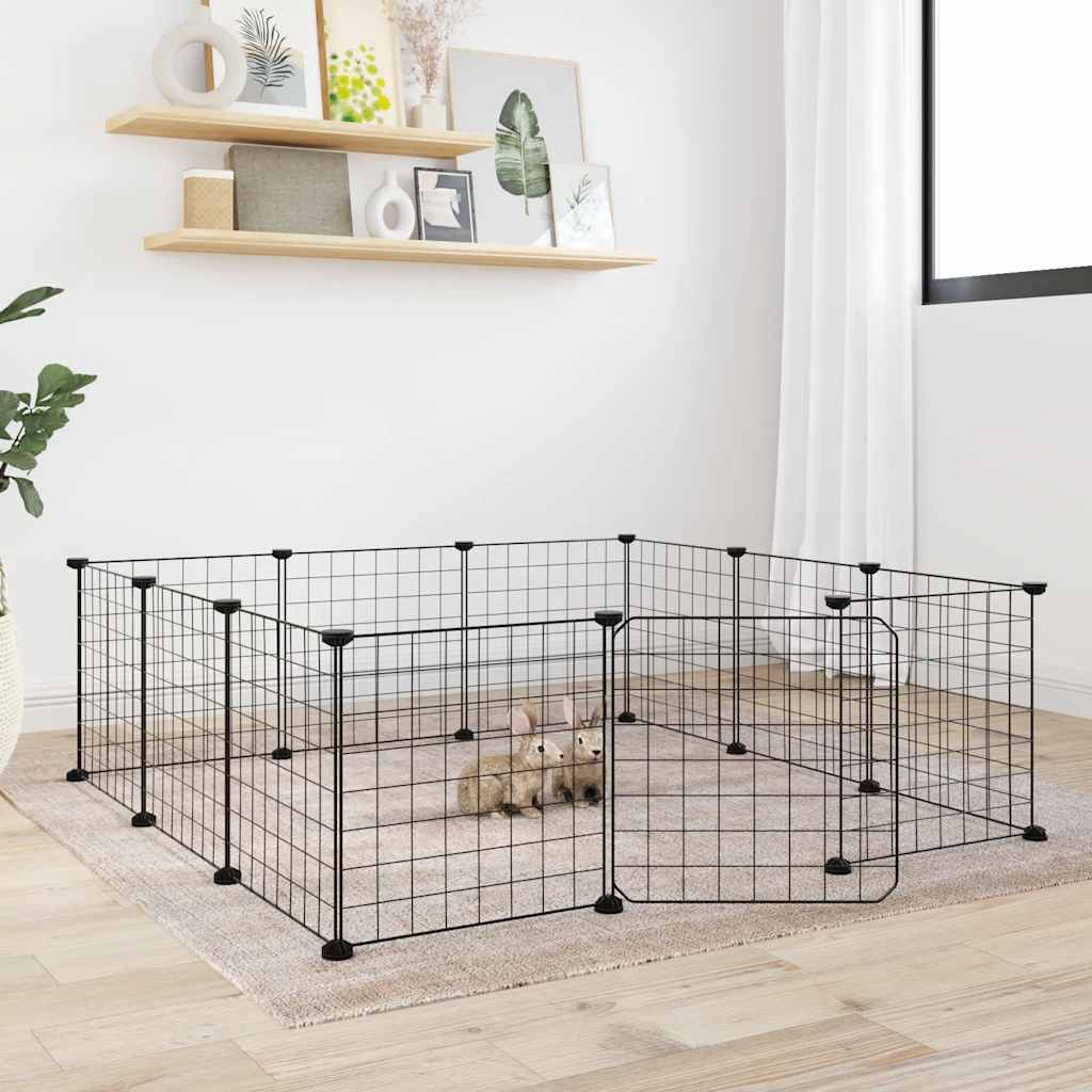 8-Panel Pet Cage Black 35X35 Cm Steel