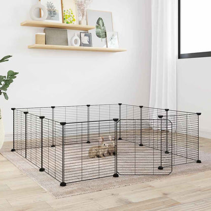 8-Panel Pet Cage Black 35X35 Cm Steel