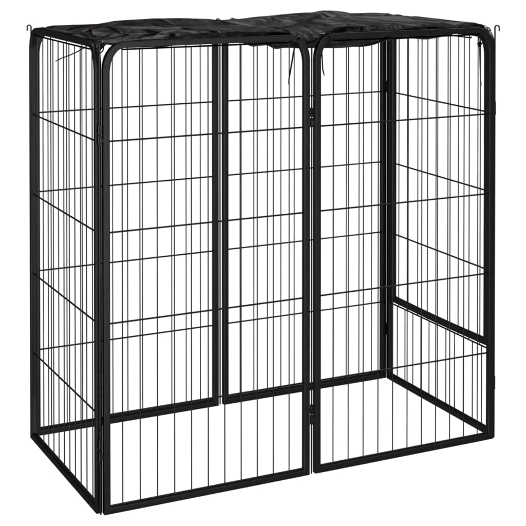 10-Panel Dog Playpen Black 50X100 Cm Powder-Coated Steel