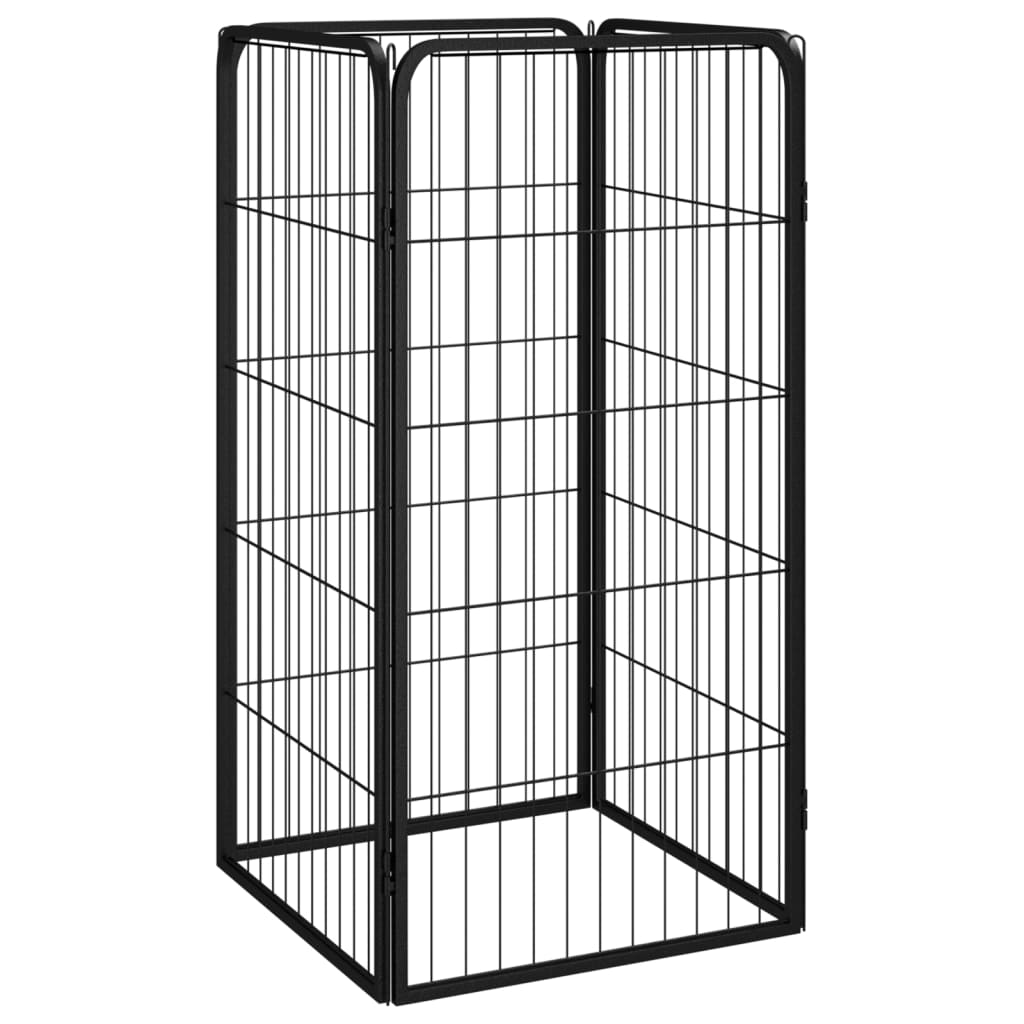 8-Panel Dog Playpen Black 50X100 Cm Powder-Coated Steel