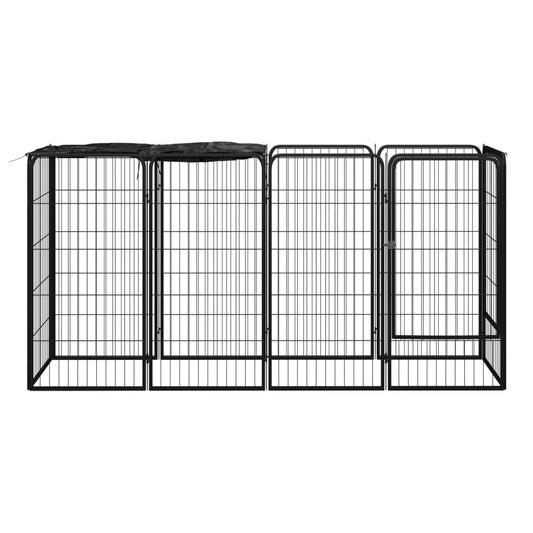 10-Panel Dog Playpen Black 50X100 Cm Powder-Coated Steel