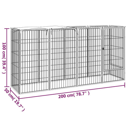 10-Panel Dog Playpen Black 50X100 Cm Powder-Coated Steel