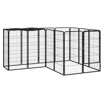 10-Panel Dog Playpen Black 50X100 Cm Powder-Coated Steel