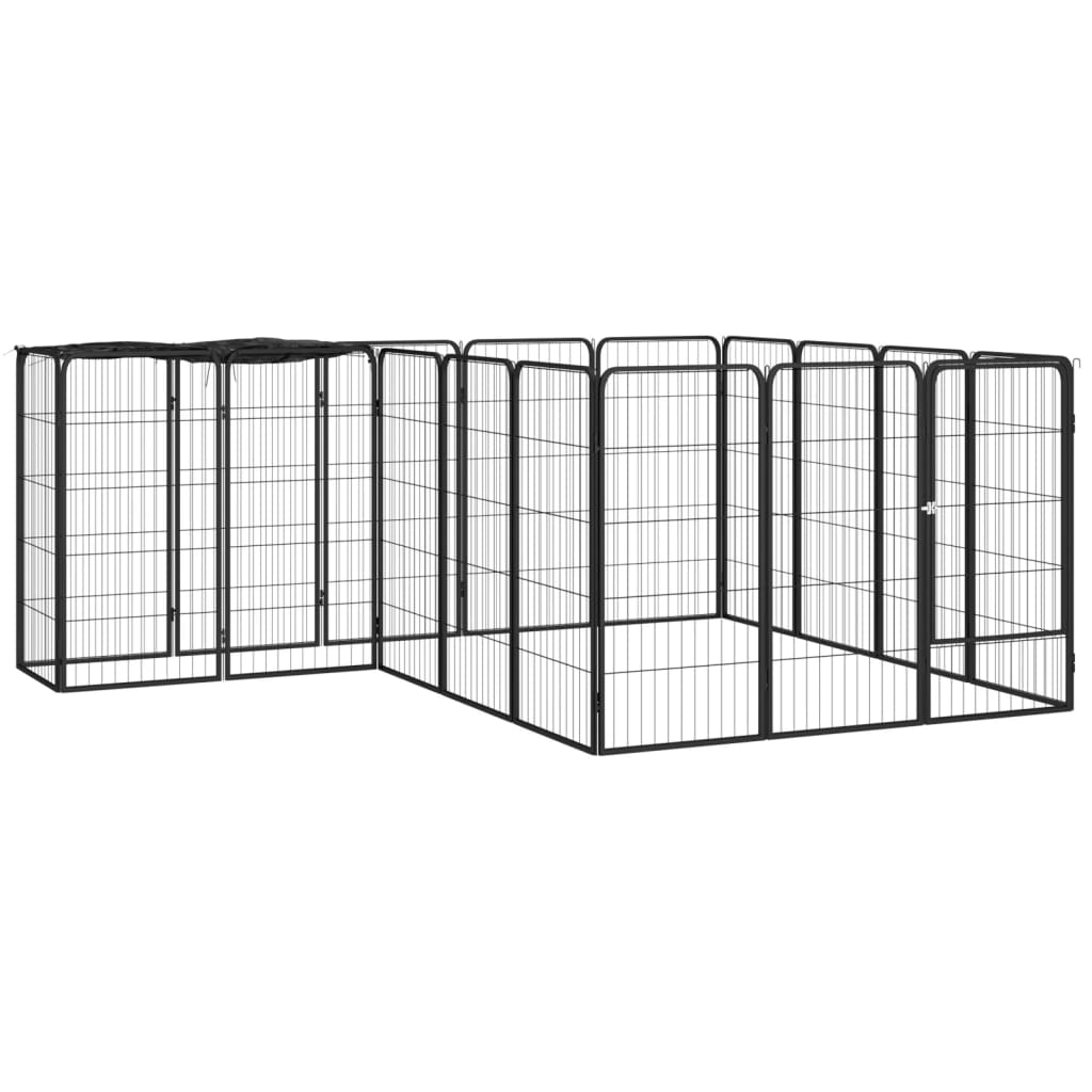 10-Panel Dog Playpen Black 50X100 Cm Powder-Coated Steel