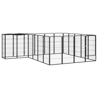 10-Panel Dog Playpen Black 50X100 Cm Powder-Coated Steel