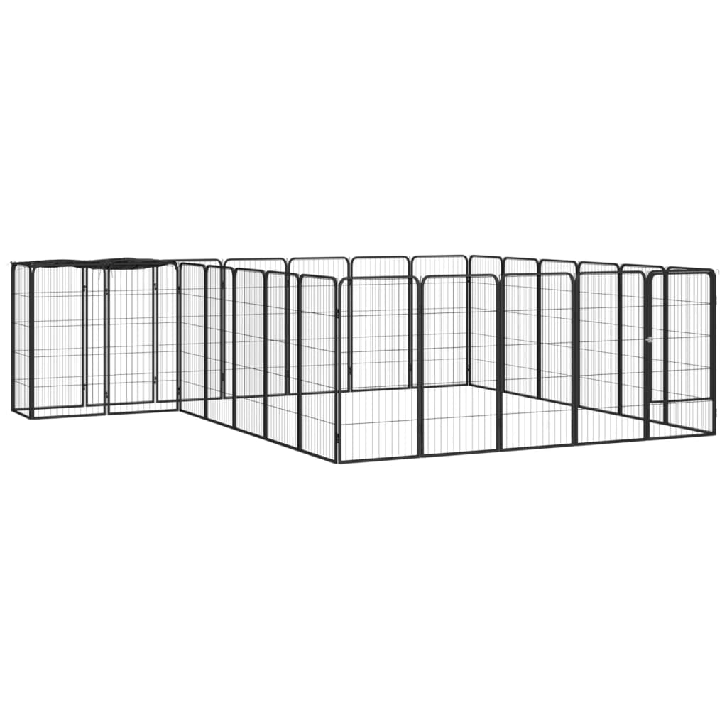 10-Panel Dog Playpen Black 50X100 Cm Powder-Coated Steel