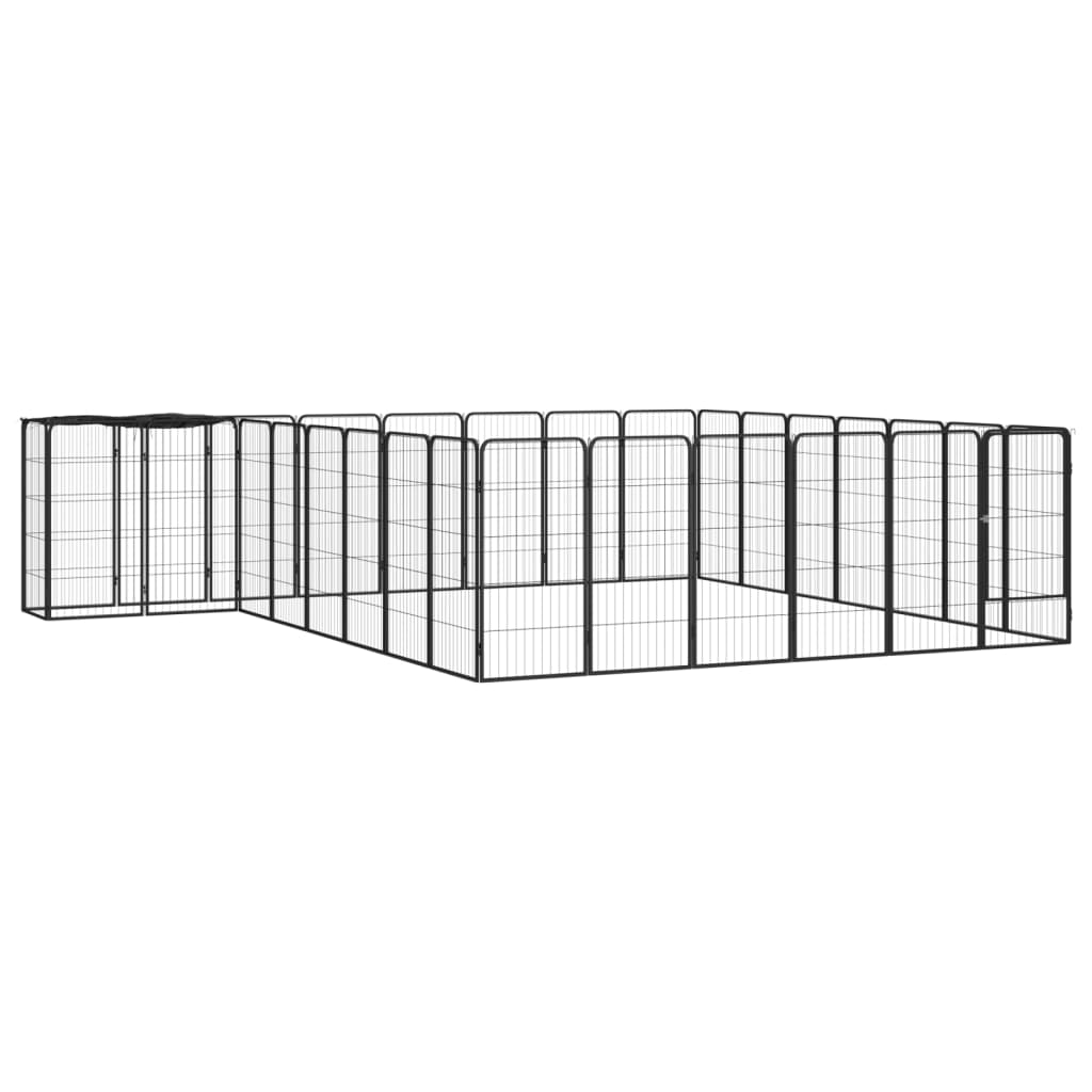 10-Panel Dog Playpen Black 50X100 Cm Powder-Coated Steel