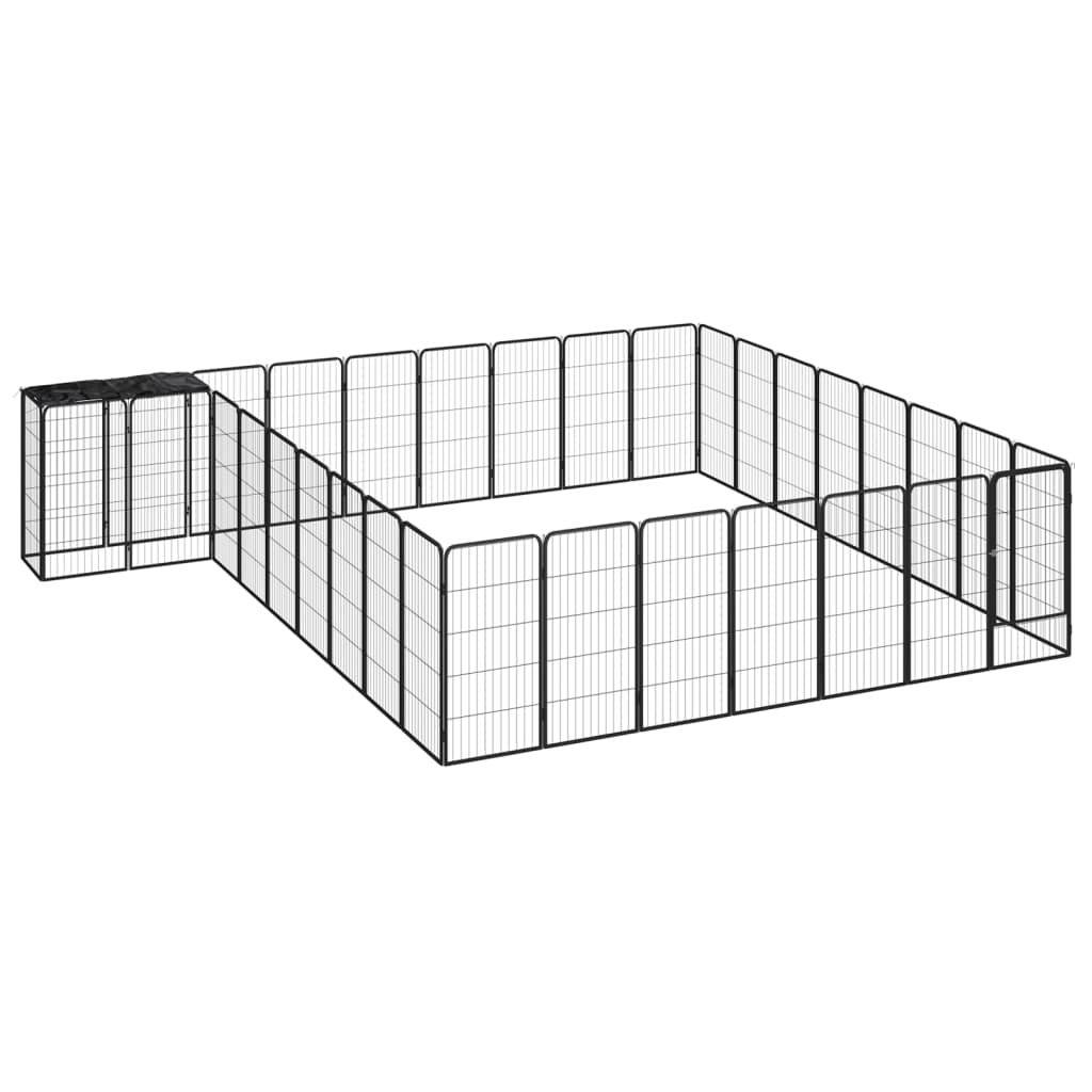 10-Panel Dog Playpen Black 50X100 Cm Powder-Coated Steel