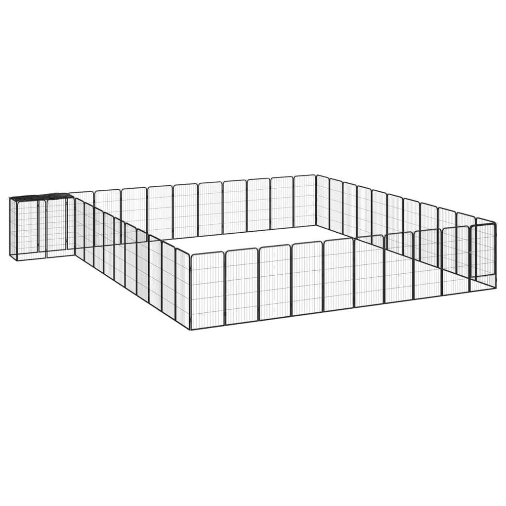10-Panel Dog Playpen Black 50X100 Cm Powder-Coated Steel