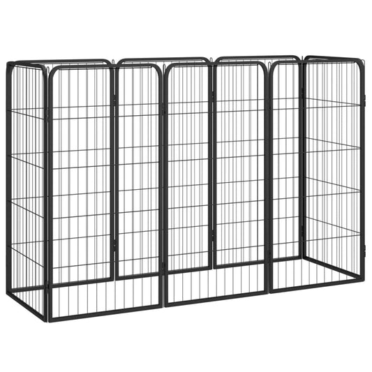 8-Panel Dog Playpen Black 50X100 Cm Powder-Coated Steel