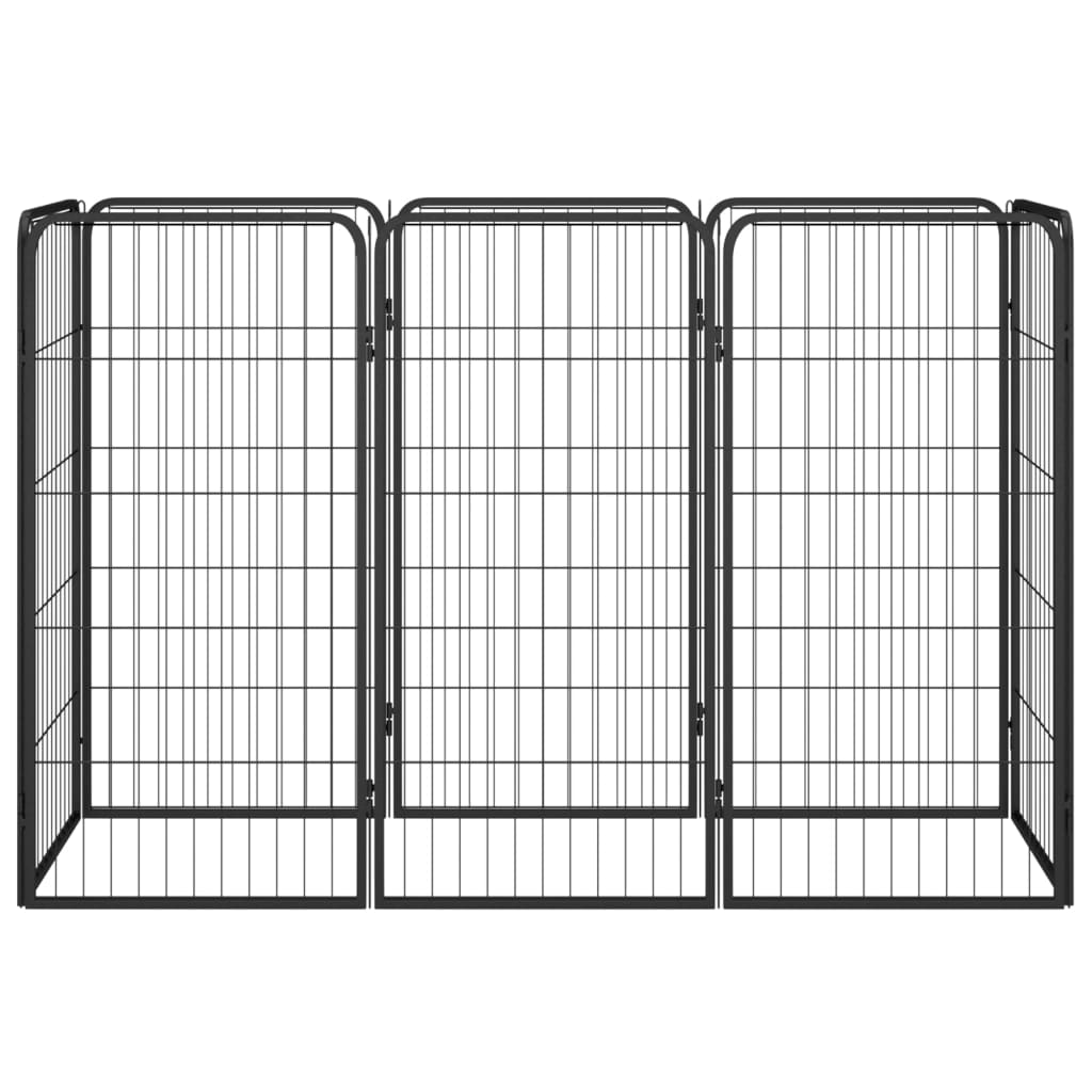 8-Panel Dog Playpen Black 50X100 Cm Powder-Coated Steel
