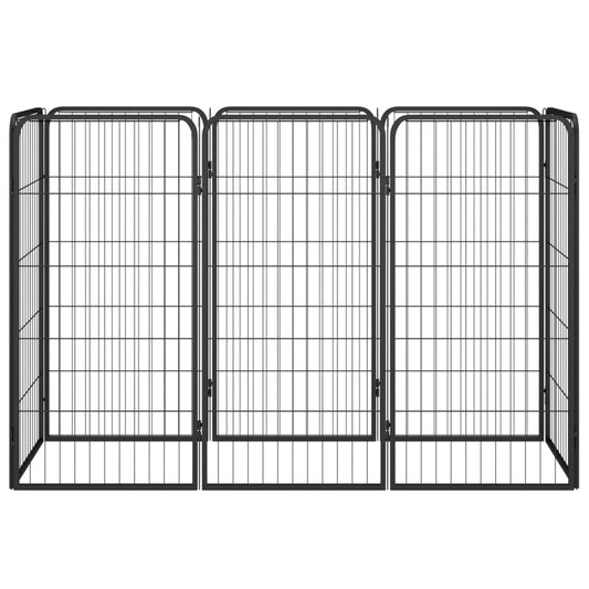 8-Panel Dog Playpen Black 50X100 Cm Powder-Coated Steel