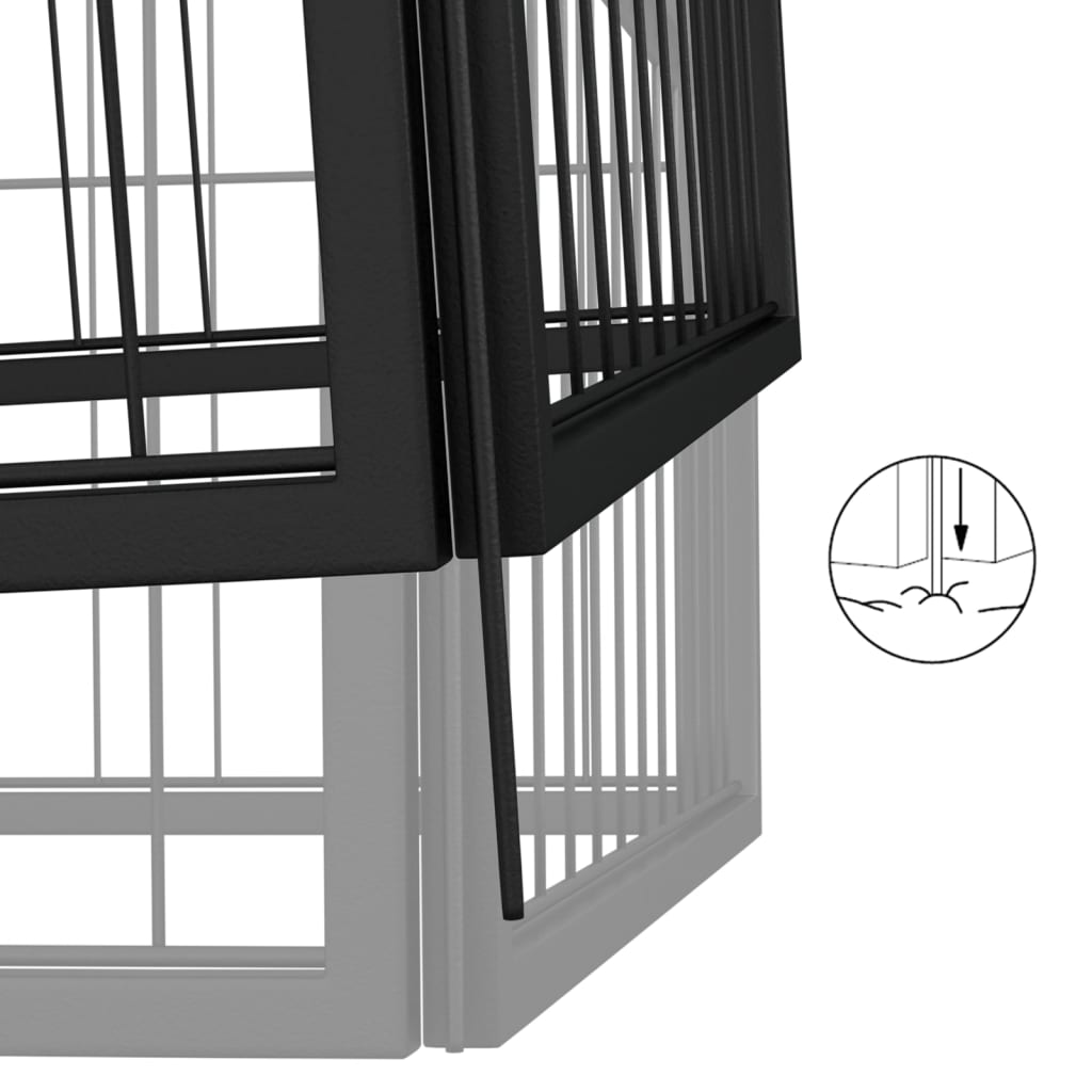 8-Panel Dog Playpen Black 50X100 Cm Powder-Coated Steel