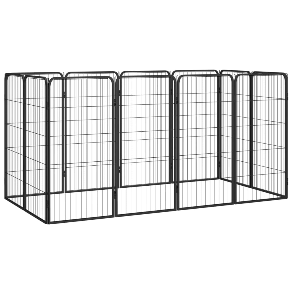 8-Panel Dog Playpen Black 50X100 Cm Powder-Coated Steel