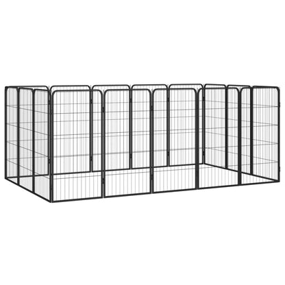 8-Panel Dog Playpen Black 50X100 Cm Powder-Coated Steel
