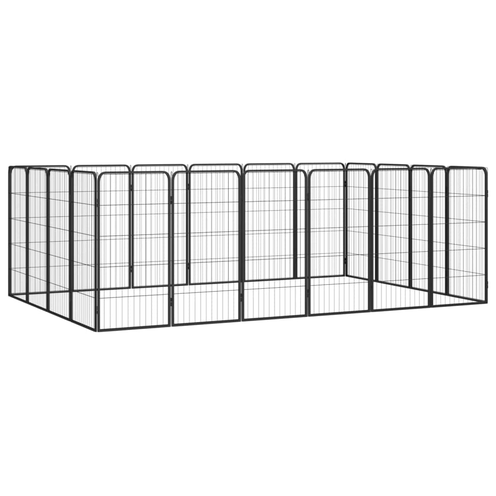 8-Panel Dog Playpen Black 50X100 Cm Powder-Coated Steel