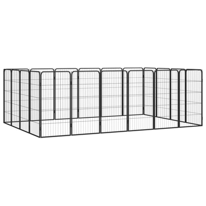 8-Panel Dog Playpen Black 50X100 Cm Powder-Coated Steel