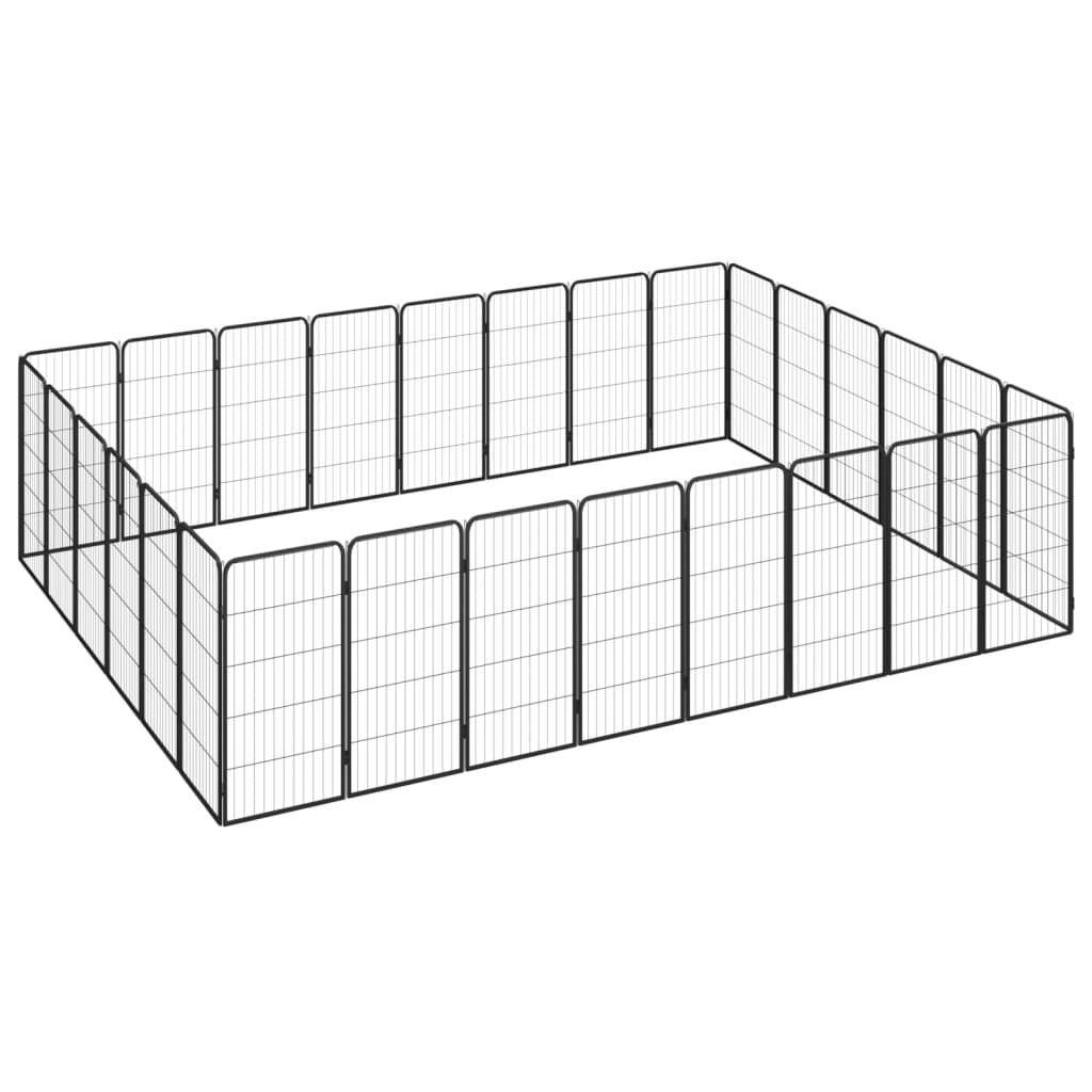 8-Panel Dog Playpen Black 50X100 Cm Powder-Coated Steel
