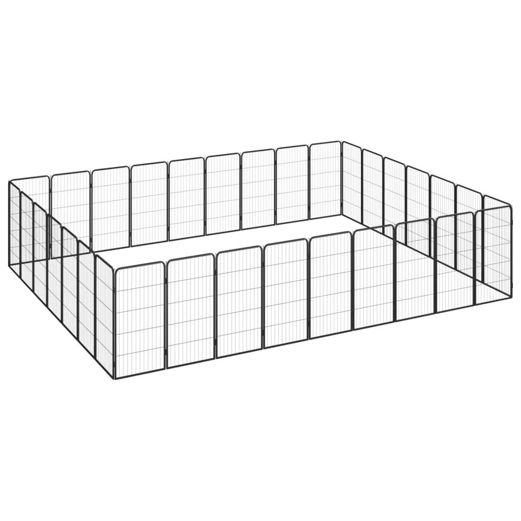 8-Panel Dog Playpen Black 50X100 Cm Powder-Coated Steel