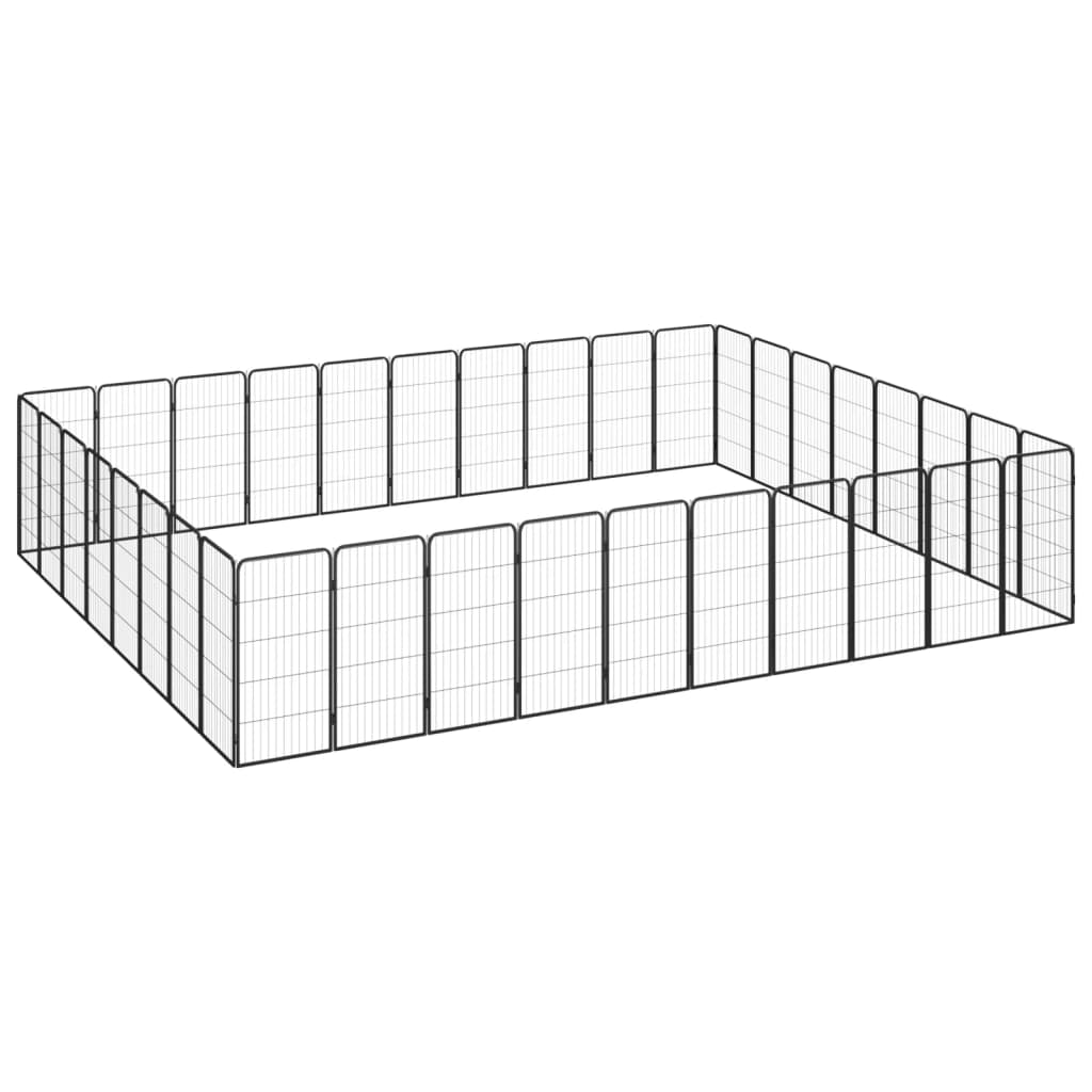 8-Panel Dog Playpen Black 50X100 Cm Powder-Coated Steel