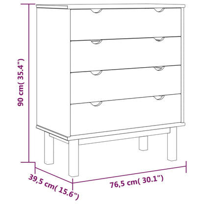 Drawer Cabinet Otta 76.5X39.5X90Cm Solid Wood Pine
